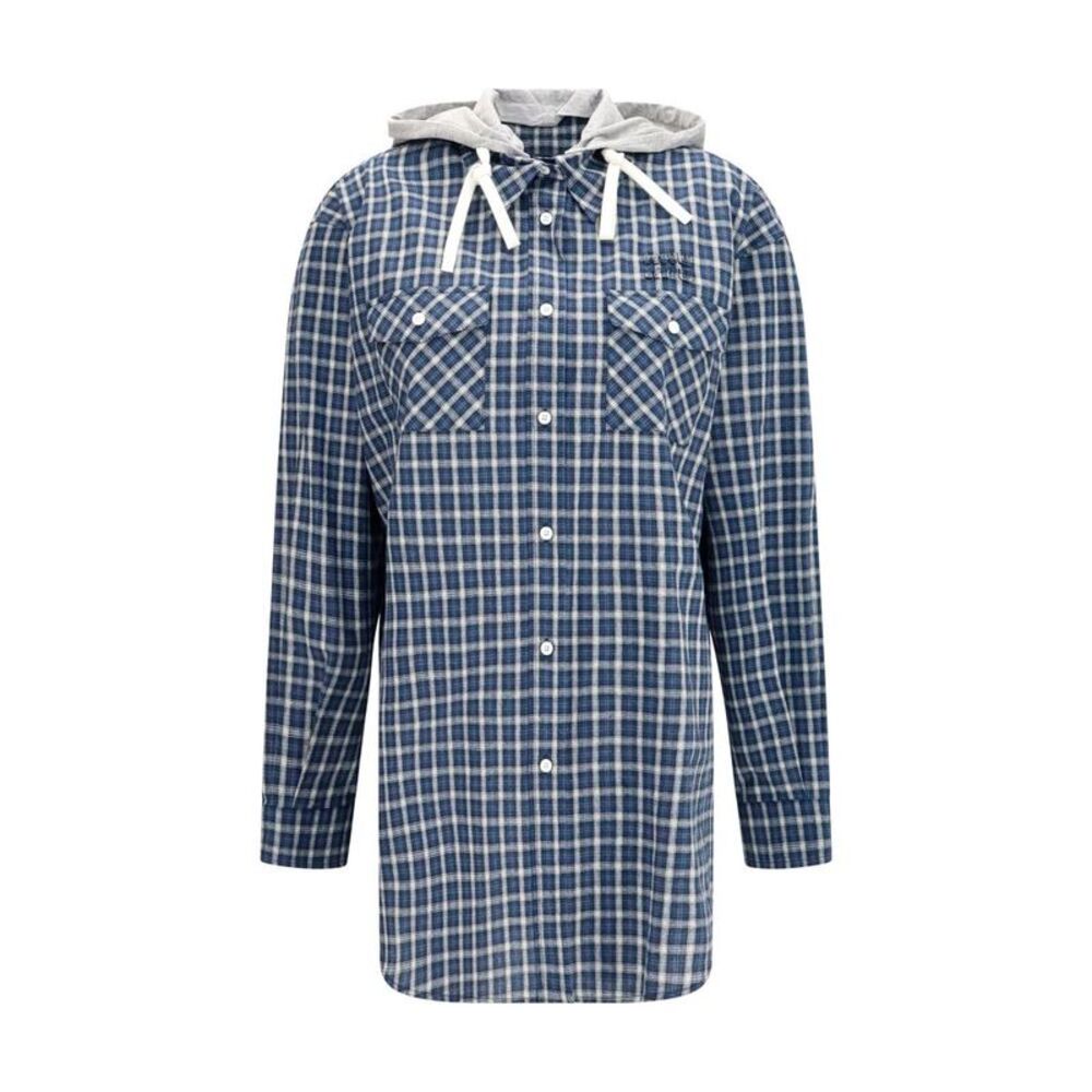 Miu Miu Blue Cotton Pattern Women's Shirt